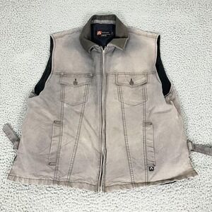 Kakadu Traders Vest‎ Mens 2XL Brown Canvas Full Zip Shooting Hunting C11MV03